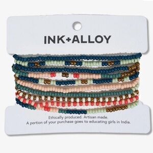 NEW Ink + Alloy multi strand beaded bracelet sage/teal